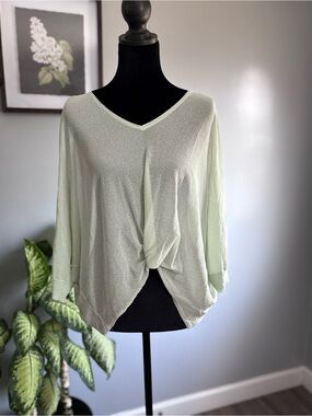 Eileen Fisher Mint V-Neck Knot Front Tunic